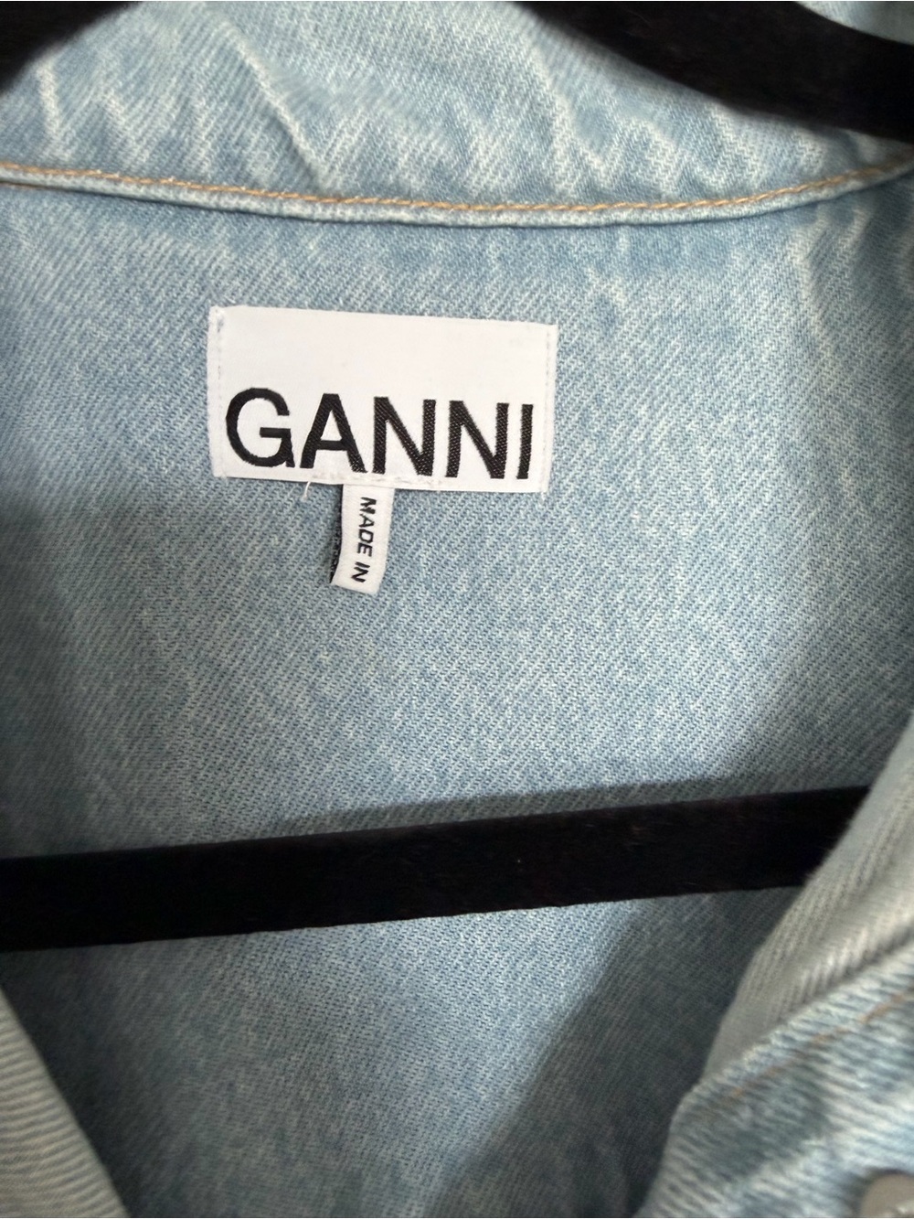 GANNI Cutline Denim Mini Dress in Light Wash, Size 38 (US 6) - Picture 9 of 11